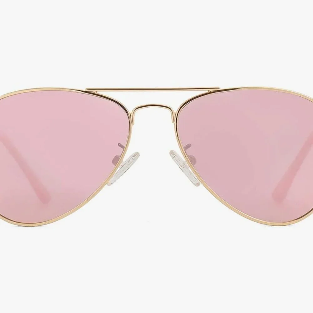 Kids Polarized Aviator Sunglasses - Girls/Boys 3-8yo (50MM) Gold/Pink Mirror